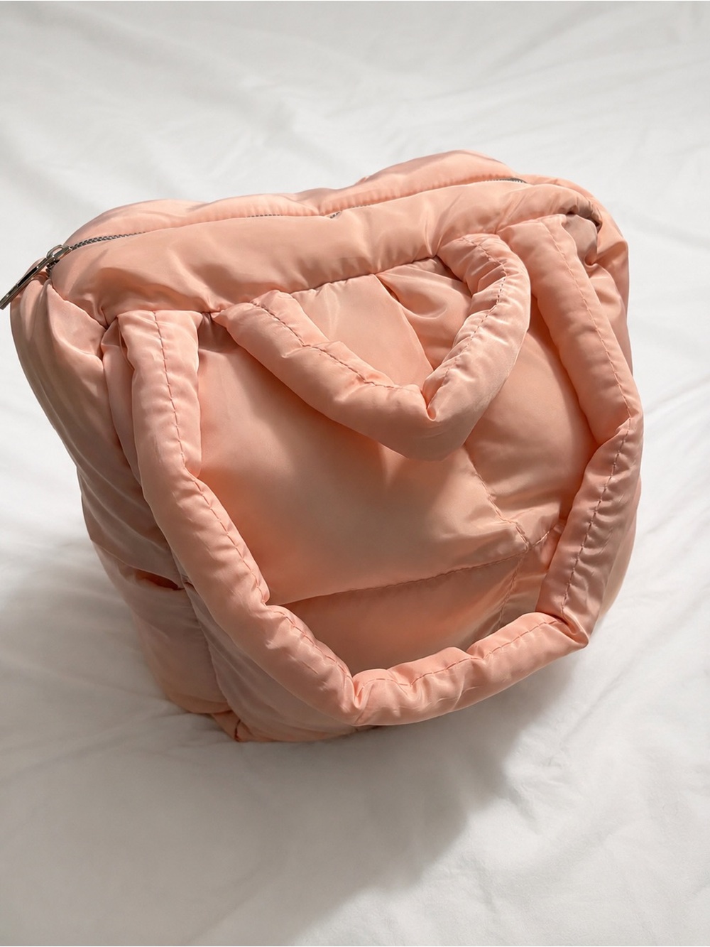 SHEIN Quilted Peach Padded Tote Bag